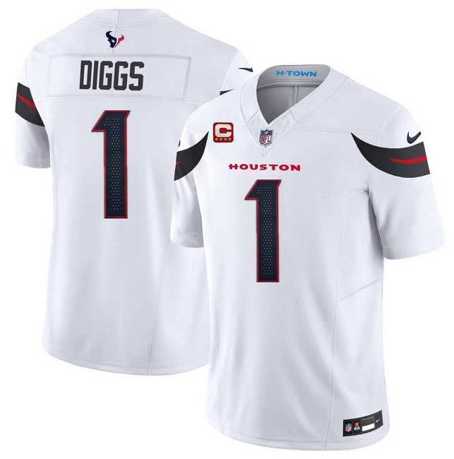 Men & Women & Youth Houston Texans #1 Stefon Diggs White 2024 Vapor F.U.S.E. With 4-Star C Patch Limited Stitched Jersey,We sell and wholesale Men & Women & Youth Houston Texans #1 Stefon Diggs White 2024 Vapor F.U.S.E. With 4-Star C Patch Limited Stitched Jersey on line form chian!